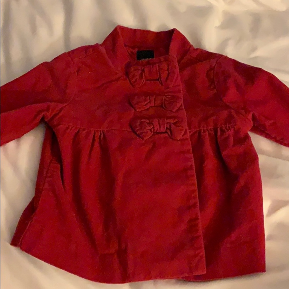 Baby gap red coat with bow accents